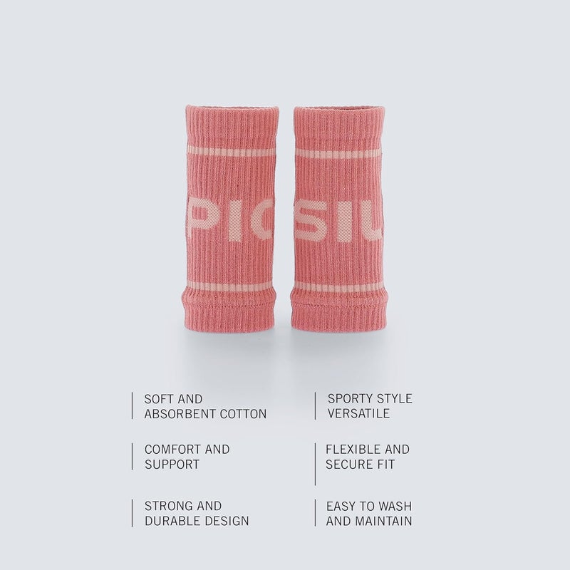 PICSIL - Cotton Sports Wristbands | Absorbent and Breathable | Ideal for Gym, Cross Training, Running and Tennis | Use with Grips | Unisex Design | - Image 3
